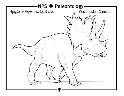 Agujaceratops Mariscalensis (Ceratopsian Dinosaur) Coloring Page